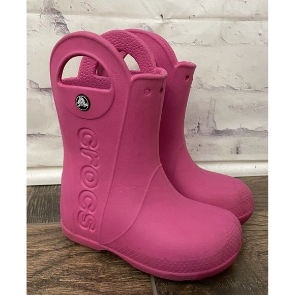 CROCS Other - Crocs Handle Kids Pink Rain Rubber‎ Boots Size 11